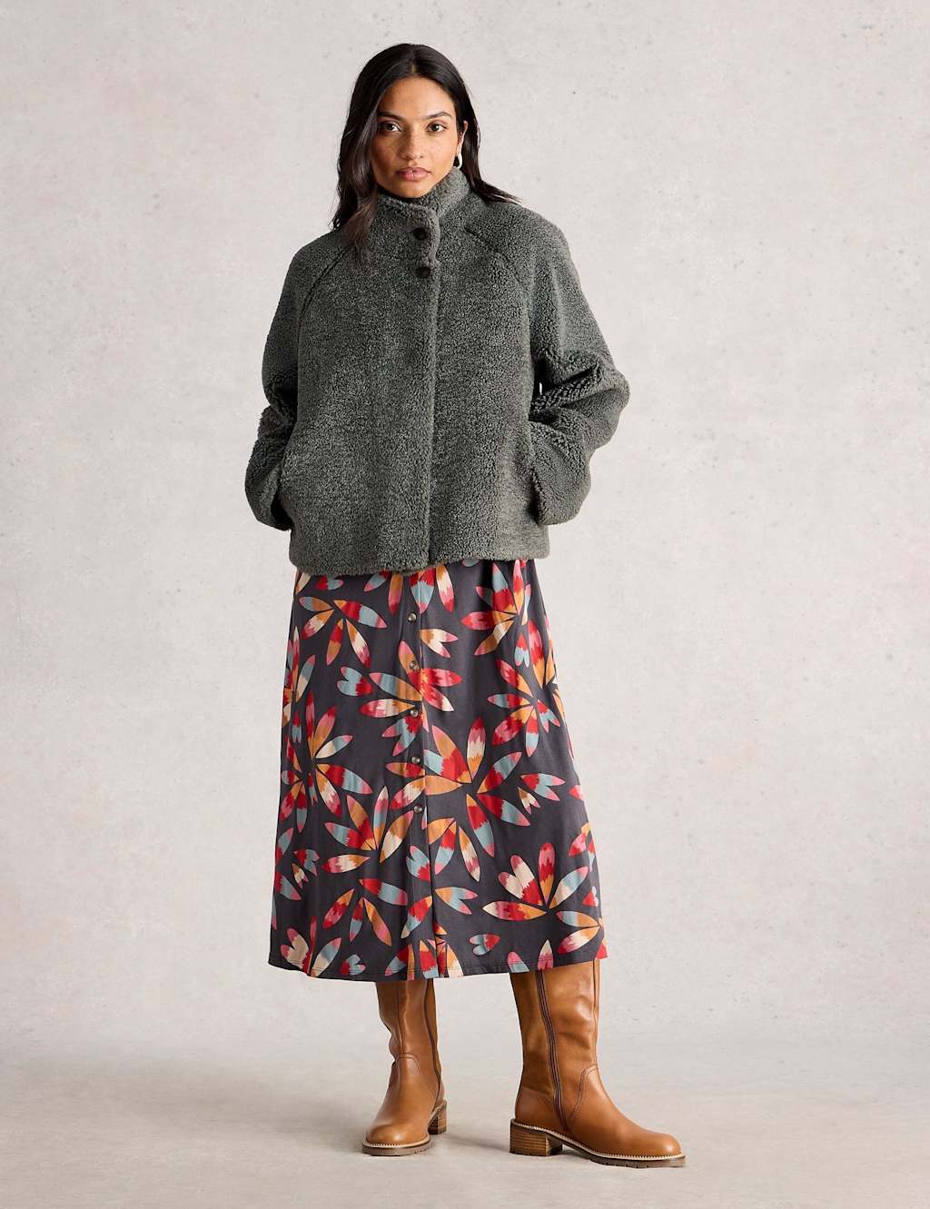 White Stuff Borg Reversible Relaxed Jacket Grey Mix