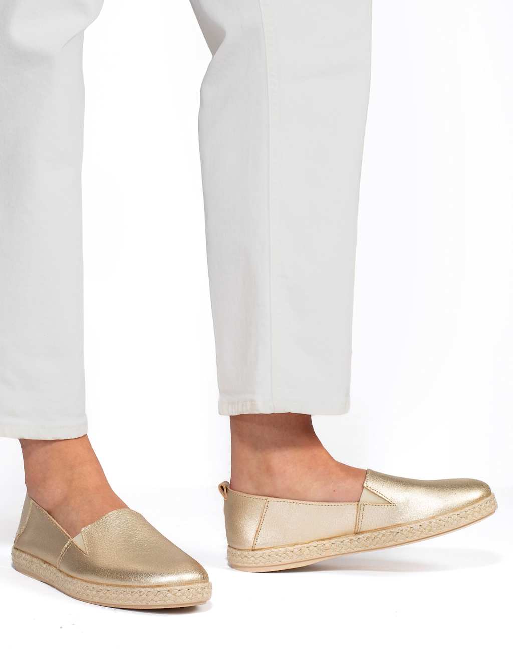 Jones Bootmaker Women's Suede Slip On Flat Espadrilles - 4 - Gold - Available at M&S