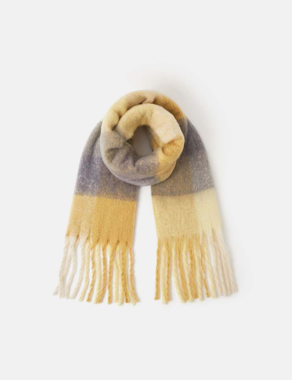 ACCESSORIZE Checked Tassel Scarf Yellow