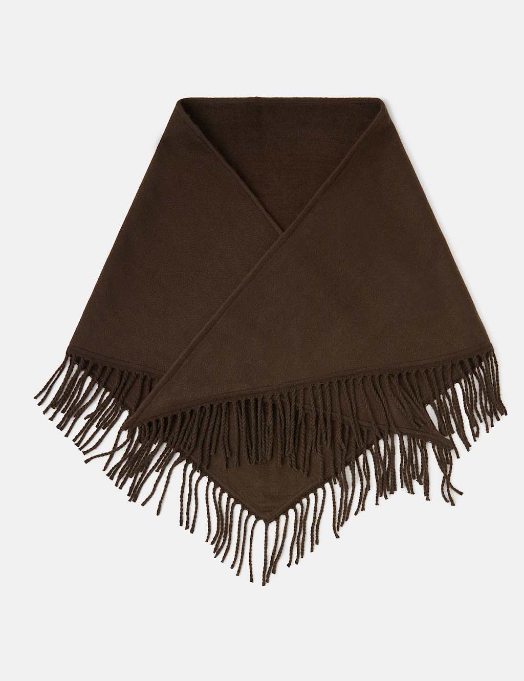 ACCESSORIZE Knitted Tassel Triangle Scarf Chocolate