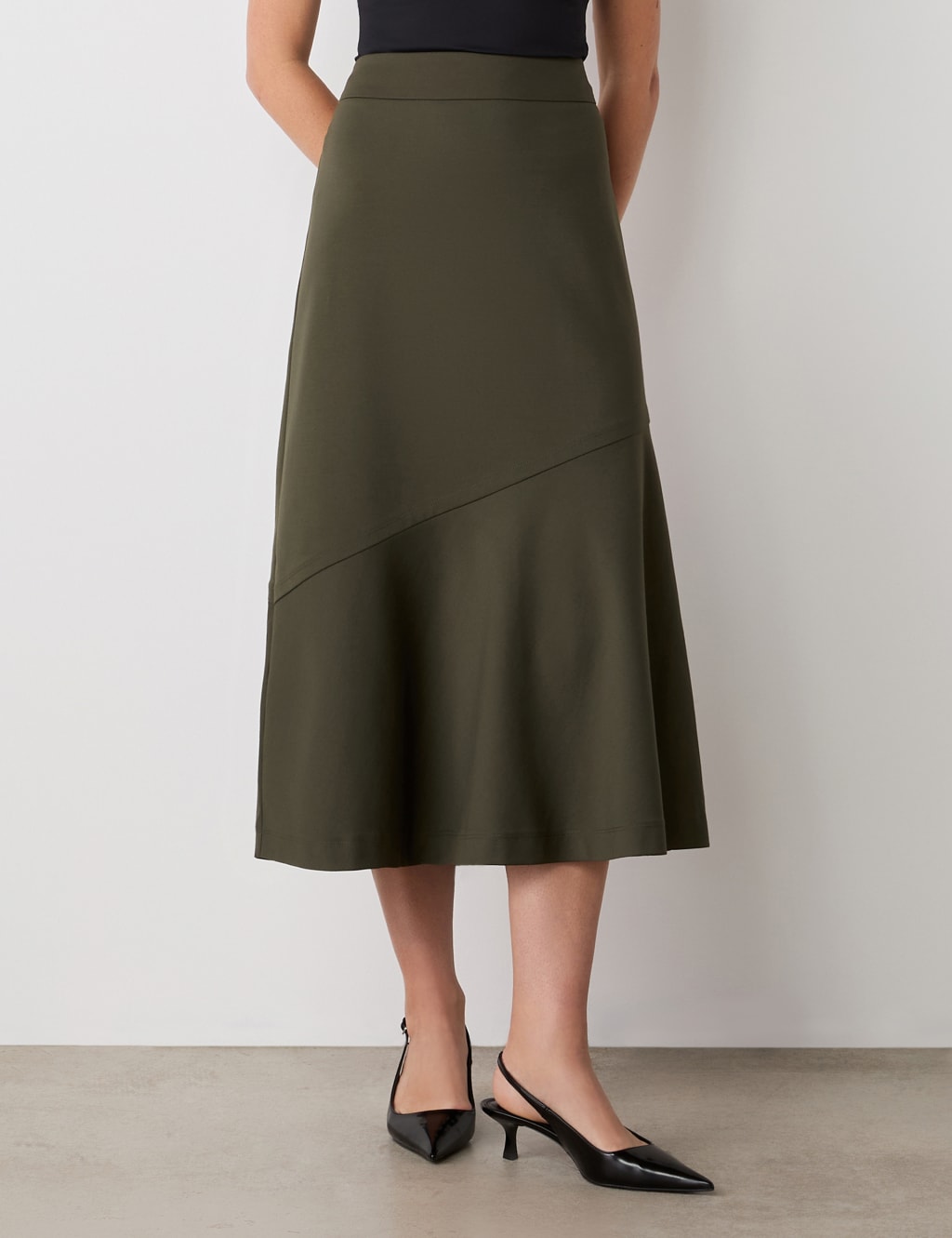 Ponte Jersey A-Line Midi Skirt