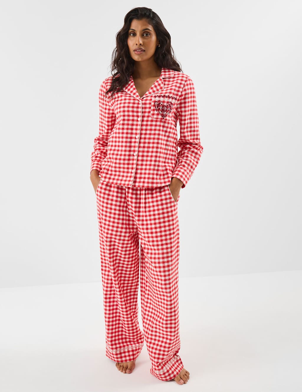 ACCESSORIZE Pure Cotton Flannel Gingham Pyjama Set Red
