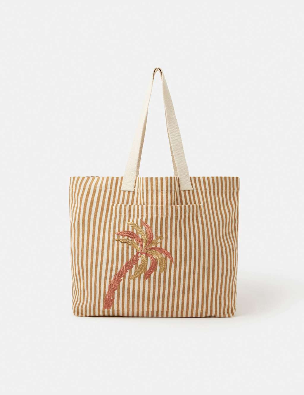 ACCESSORIZE Striped Palm Tree Shopper Natural