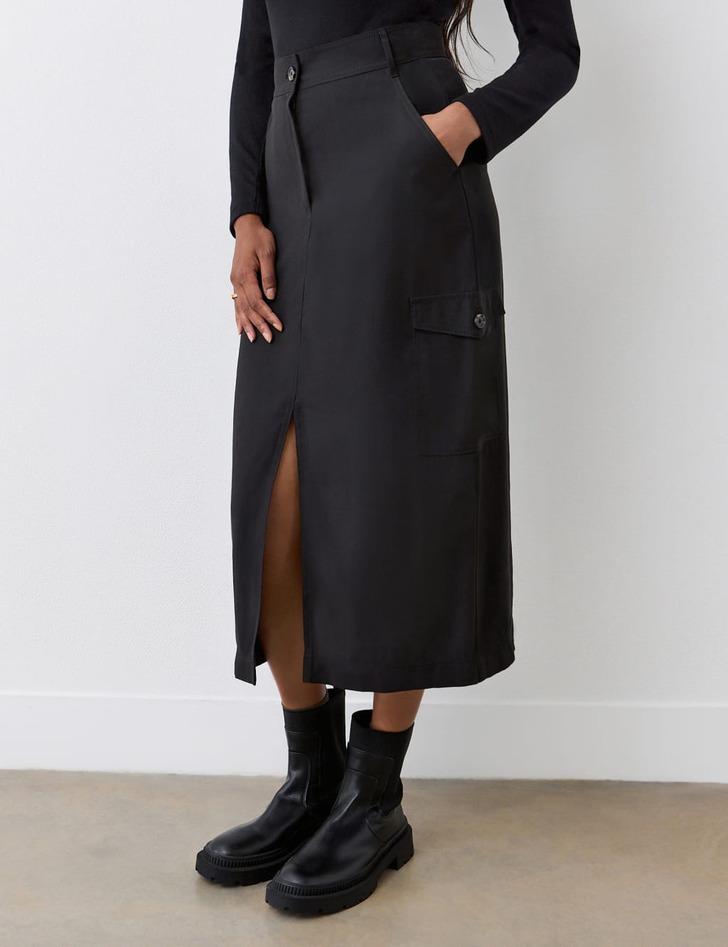 Split Front Midi Pencil Skirt