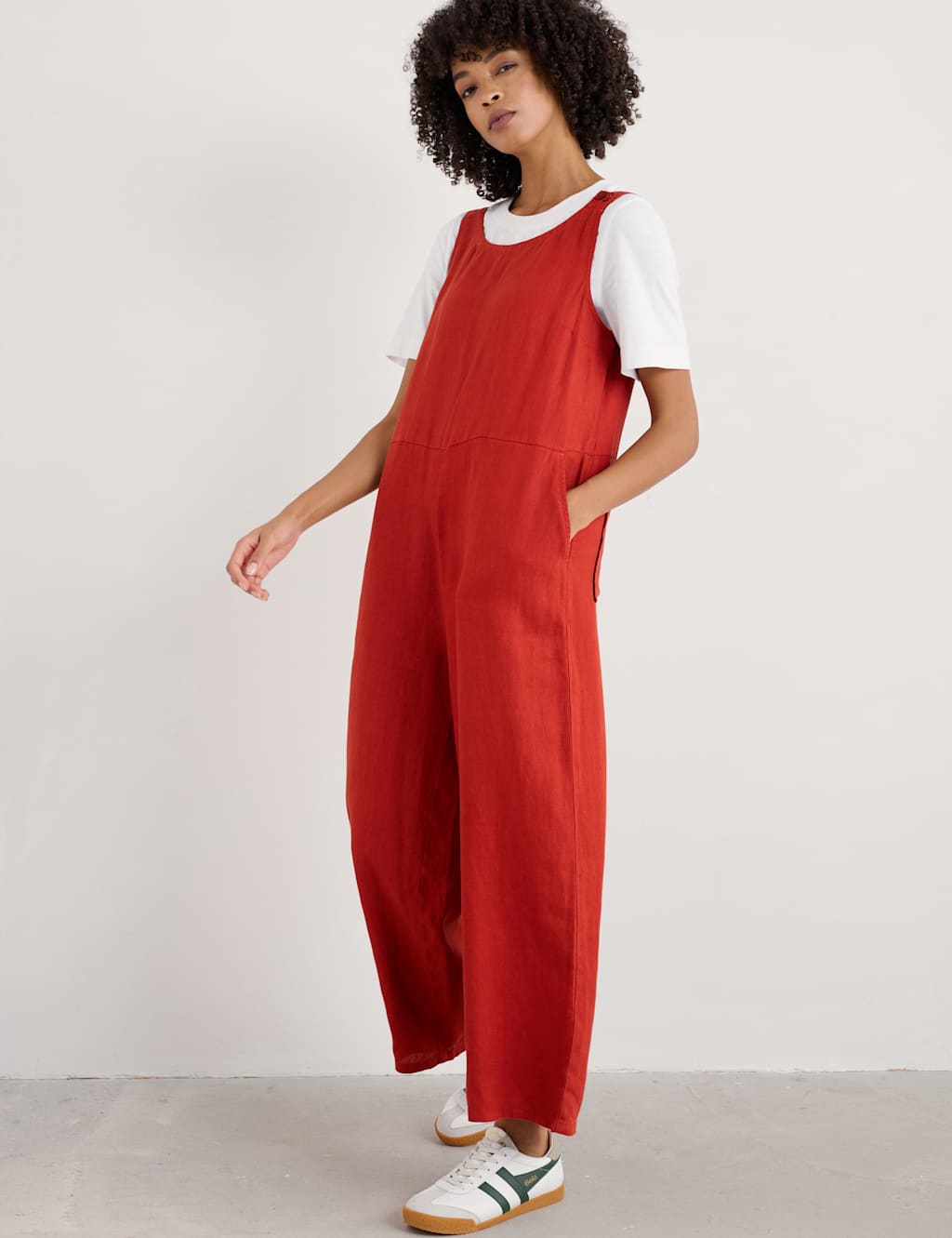Pure Linen Sleeveless Jumpsuit