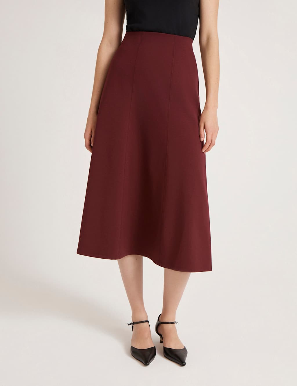 Finery London Women's Jersey Midi Skirt - 18 - Burgundy - Available at M&S
