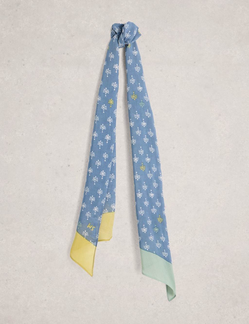 White Stuff Woven Floral Skinny Scarf Blue Mix