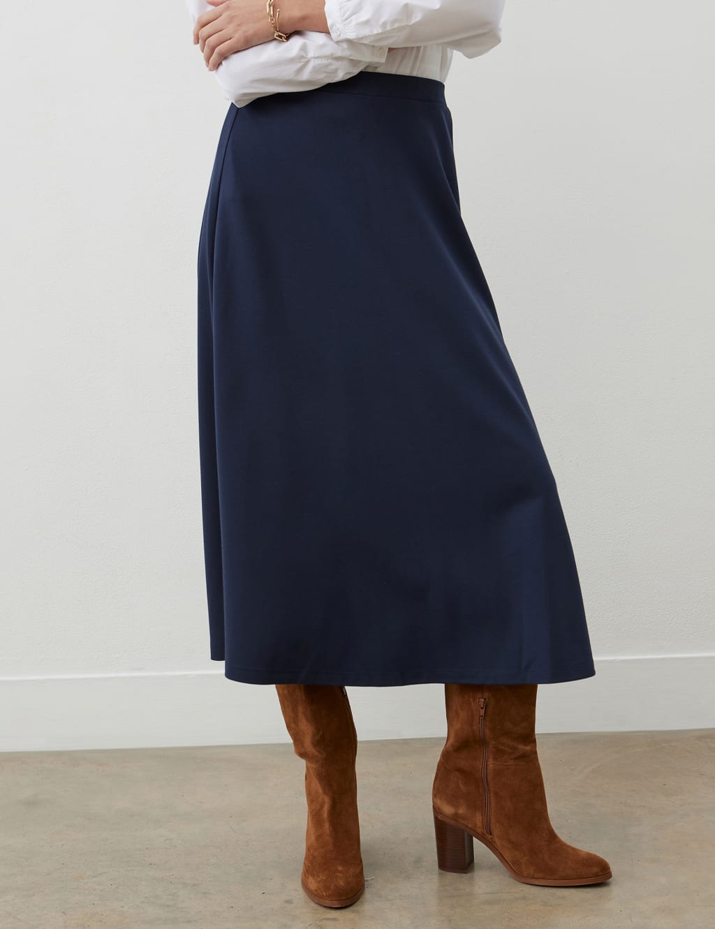 Ponte Jersey Midi A-Line Skirt