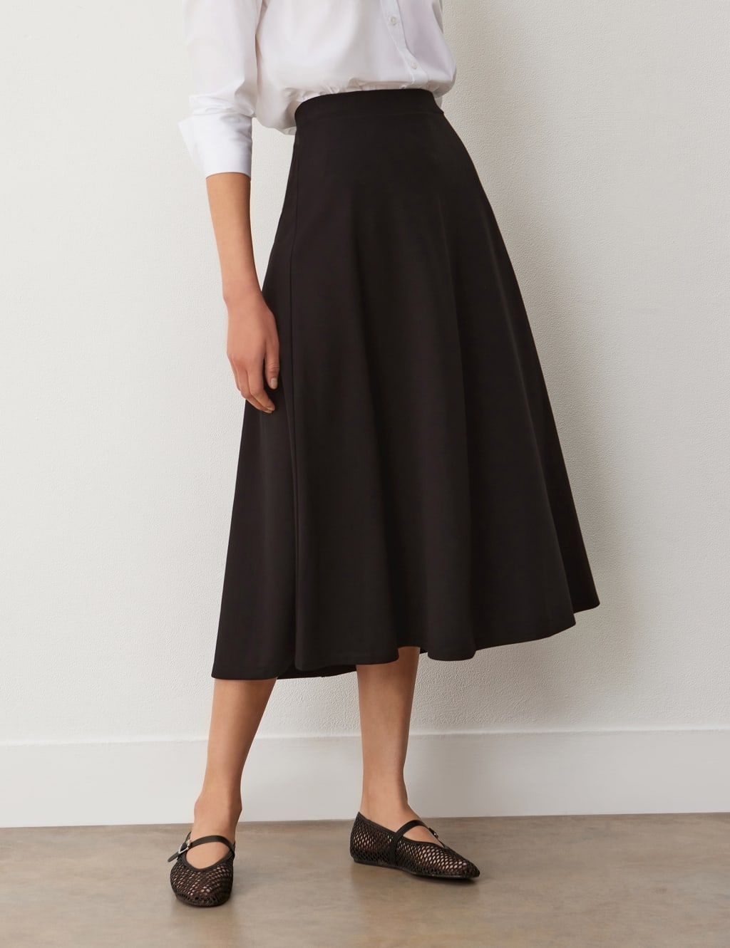 Ponte Jersey Midi A-Line Skirt