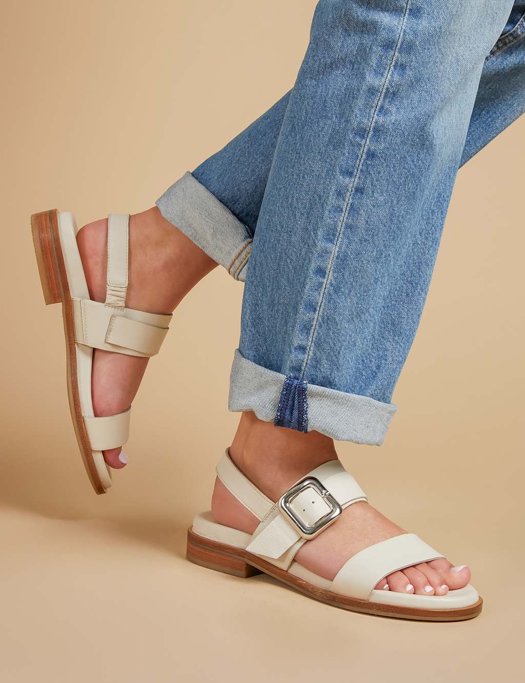 Leather Buckle Ankle Strap Sandals