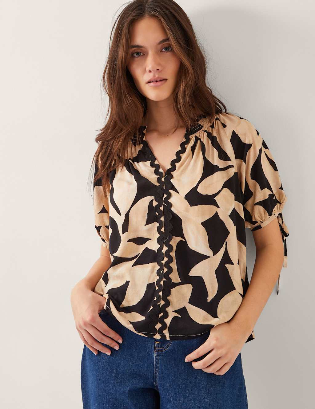 Monsoon Annie Floral Printed Top Black