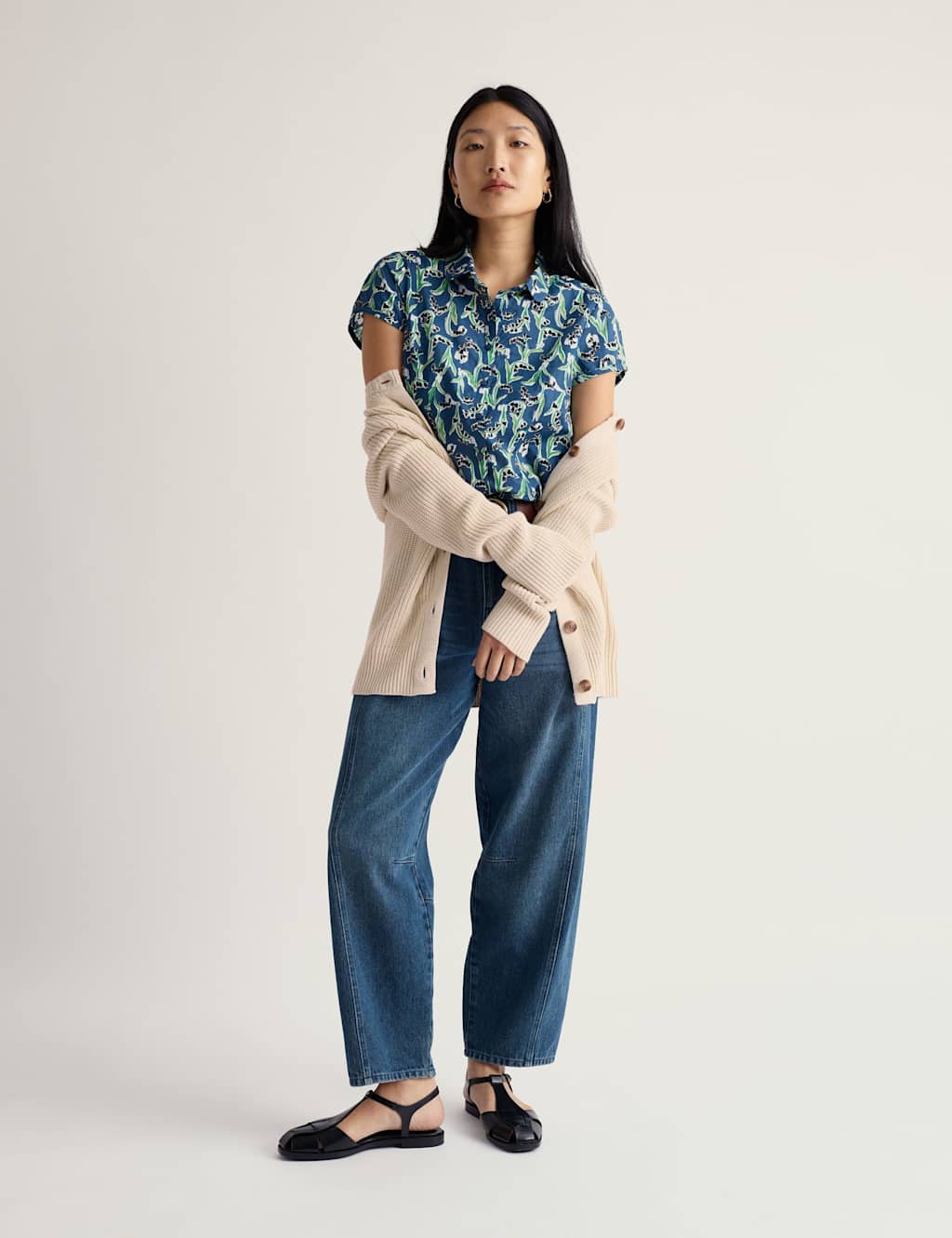 Seasalt Cornwall Women's Pure Cotton Printed Peter Pan Collar Shirt - 16 - Blue Mix - Available at M&S