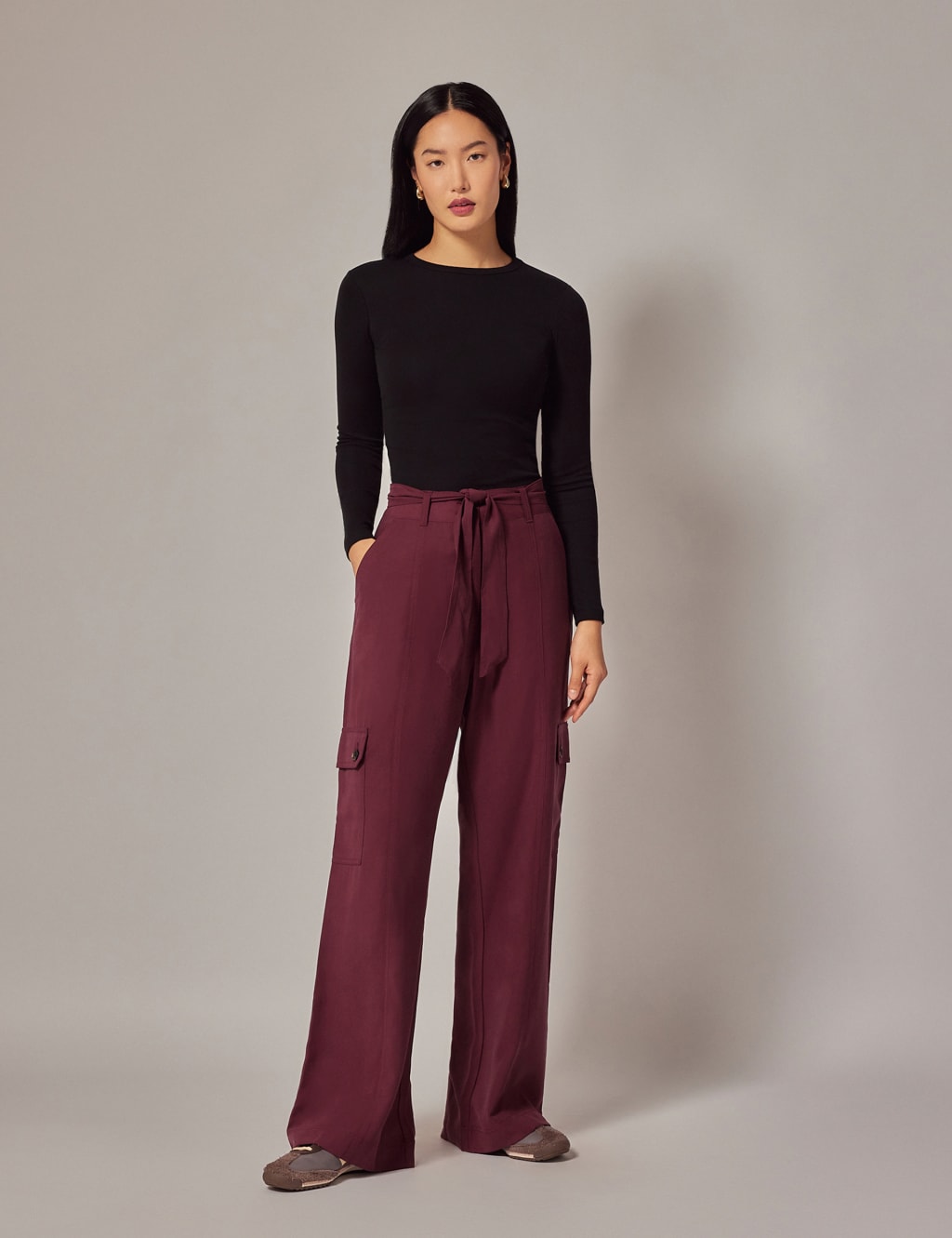 Cargo Belted Wide Leg Trousers