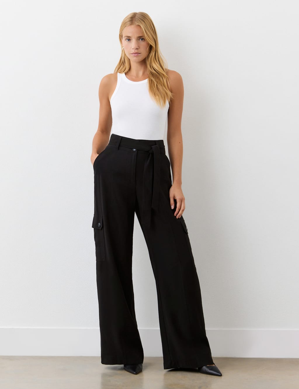 Cargo Belted Wide Leg Trousers