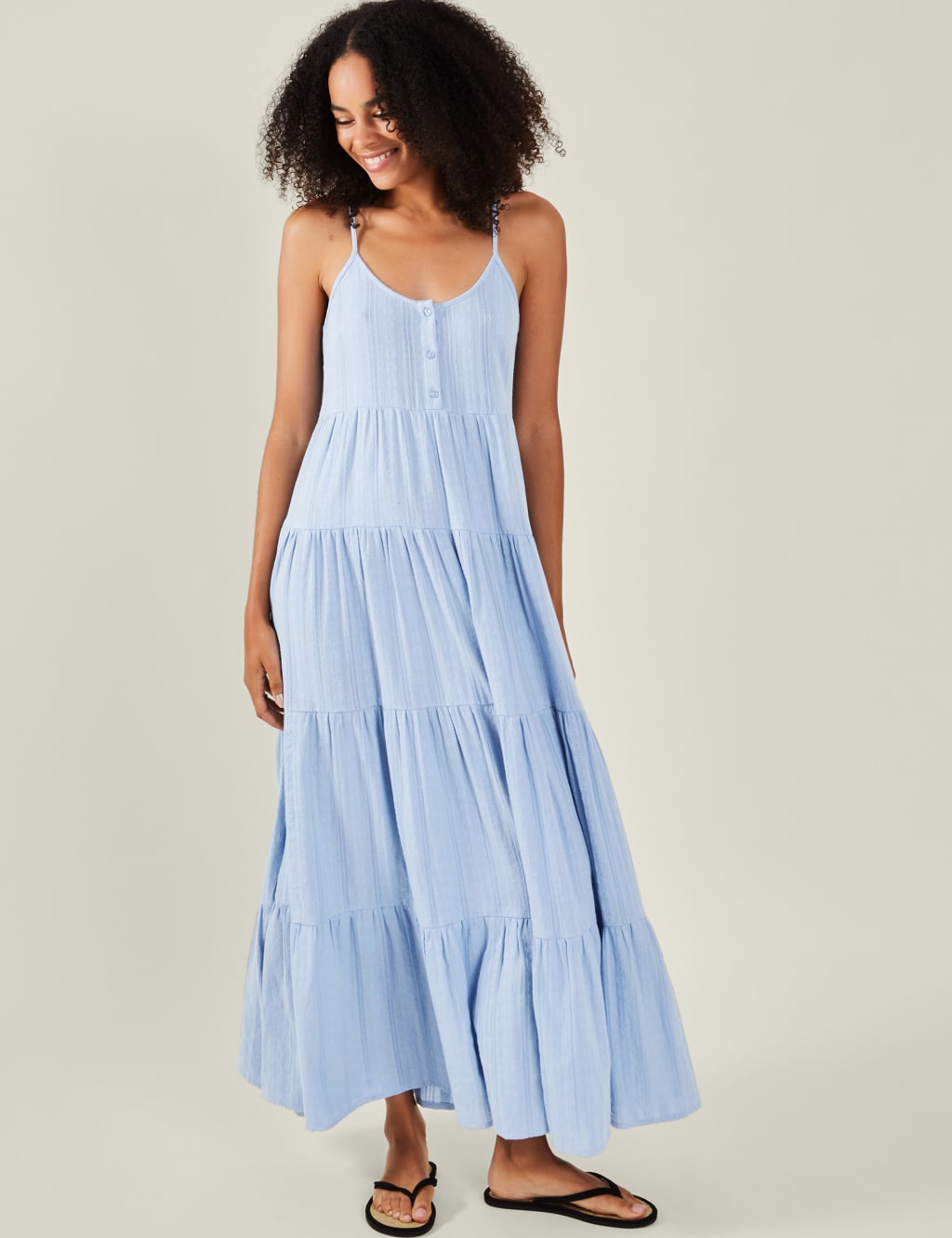 Pure Cotton Jacquard Strappy Maxi Dress