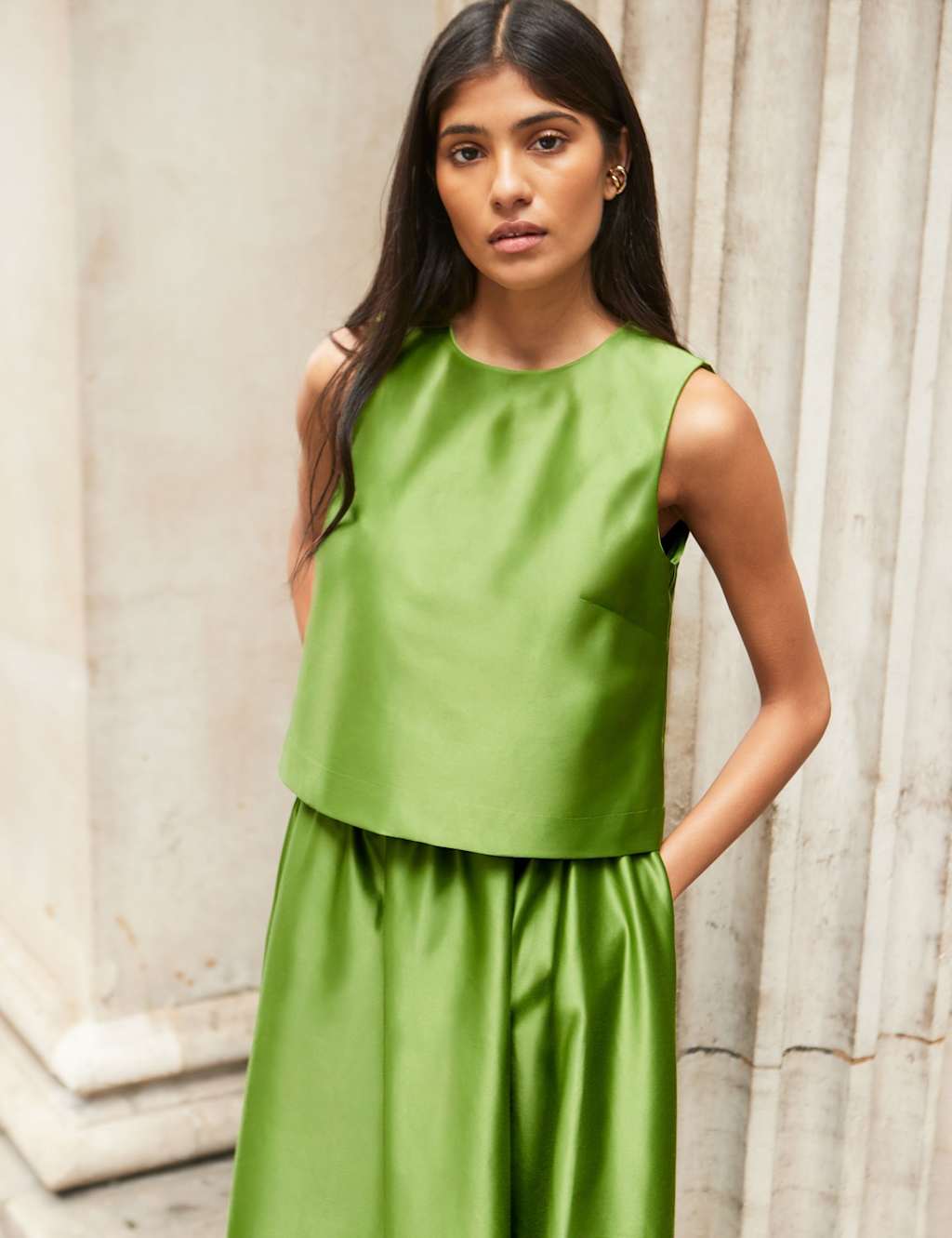 RO&ZO Satin Shell Top Green
