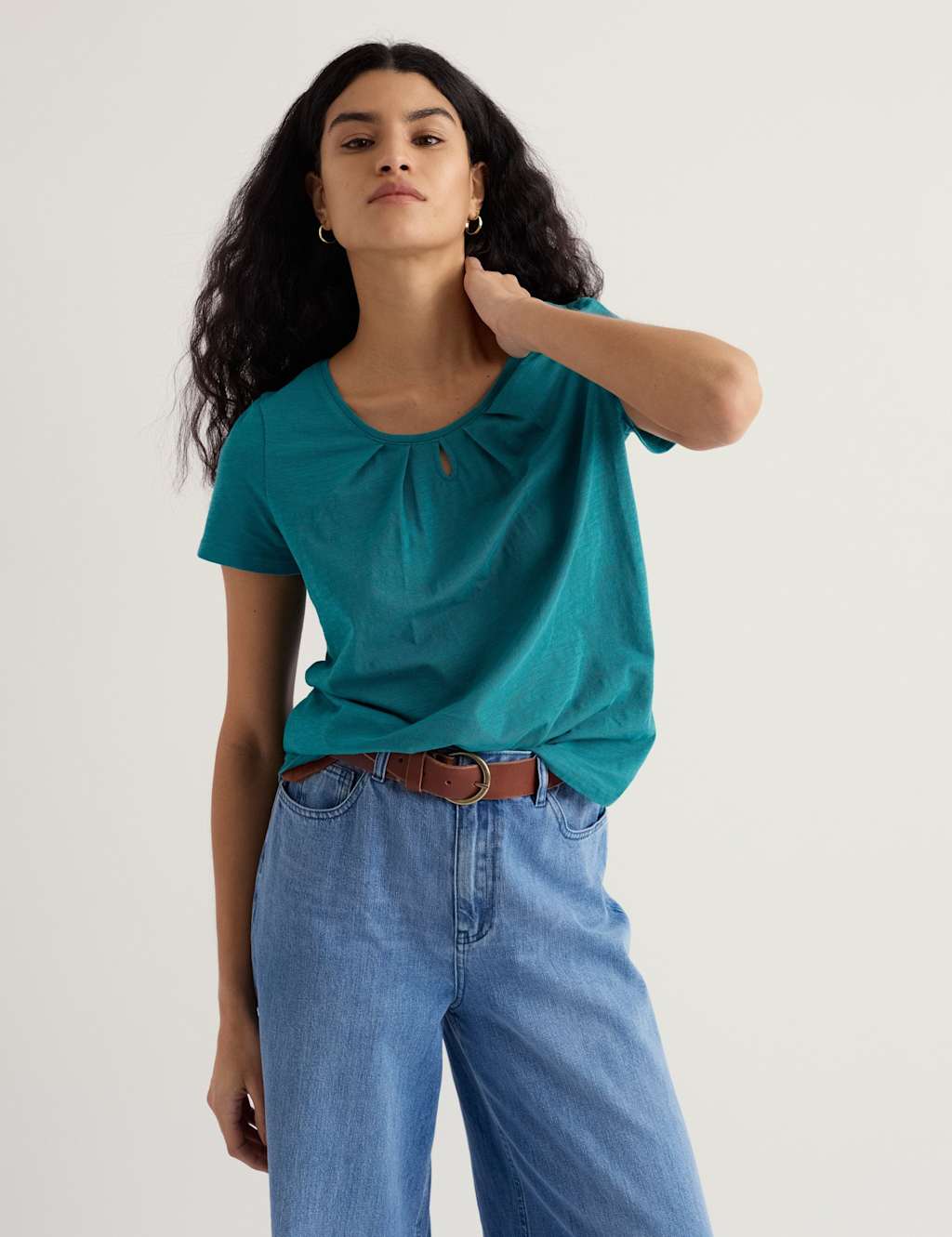 Seasalt Cornwall Women's Pure Cotton Scoop Neck Relaxed T-Shirt - 20 - Teal - Available at M&S