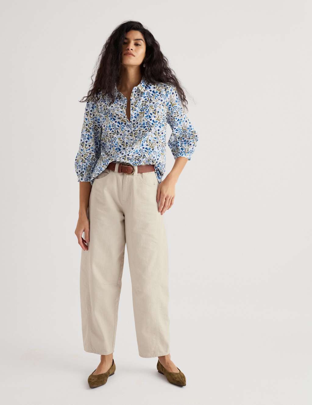 Seasalt Cornwall Women's Pure Cotton Floral Collared Blouse - 14 - Blue Mix - Available at M&S
