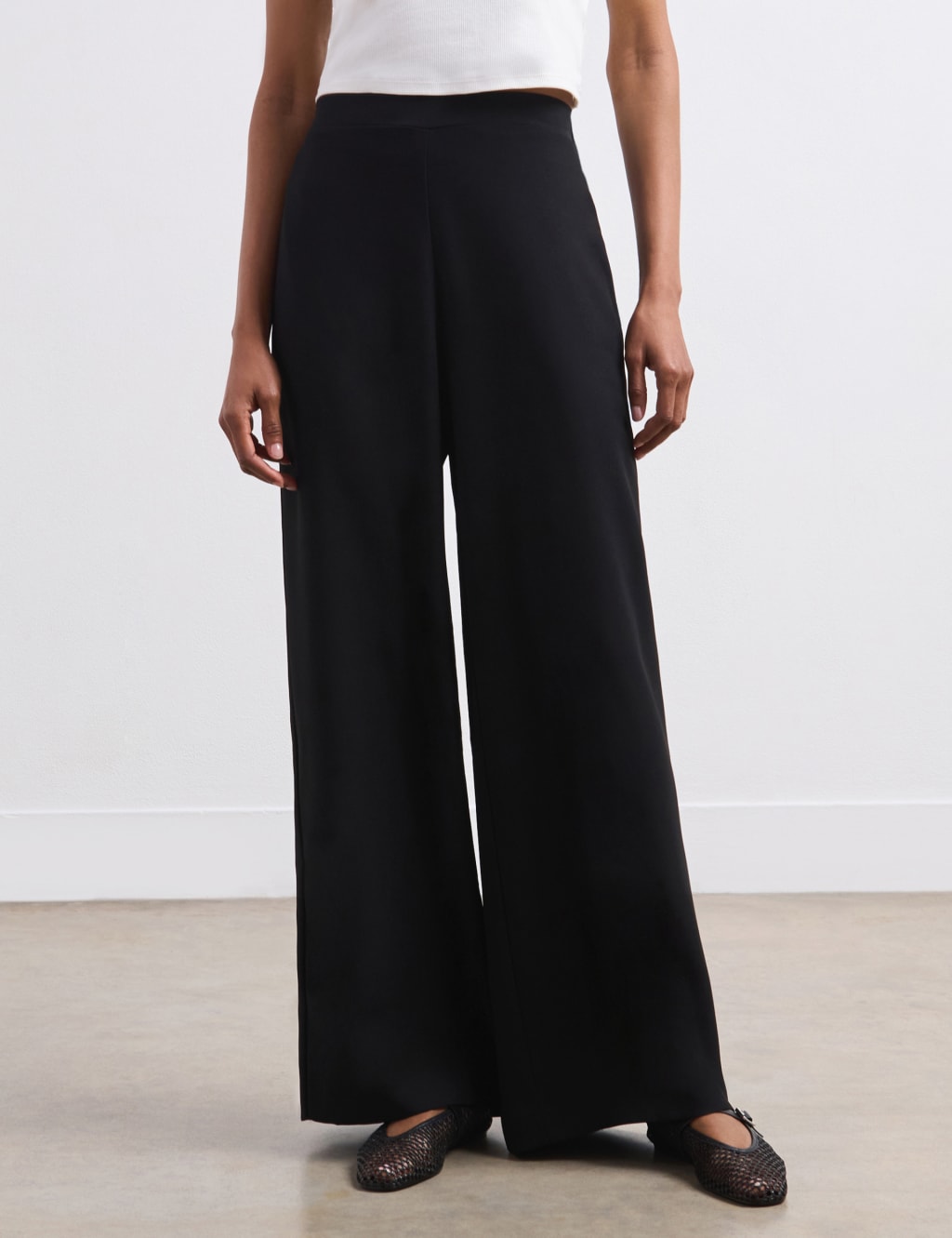 Elasticated Waist Wide Leg Trousers