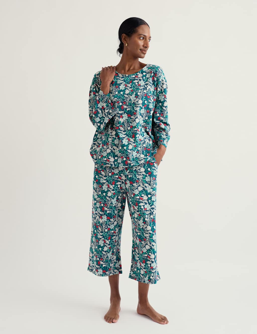 Seasalt Cornwall Women's Cotton Rich Floral Pyjama Set - 14 - Teal Mix - Available at M&S