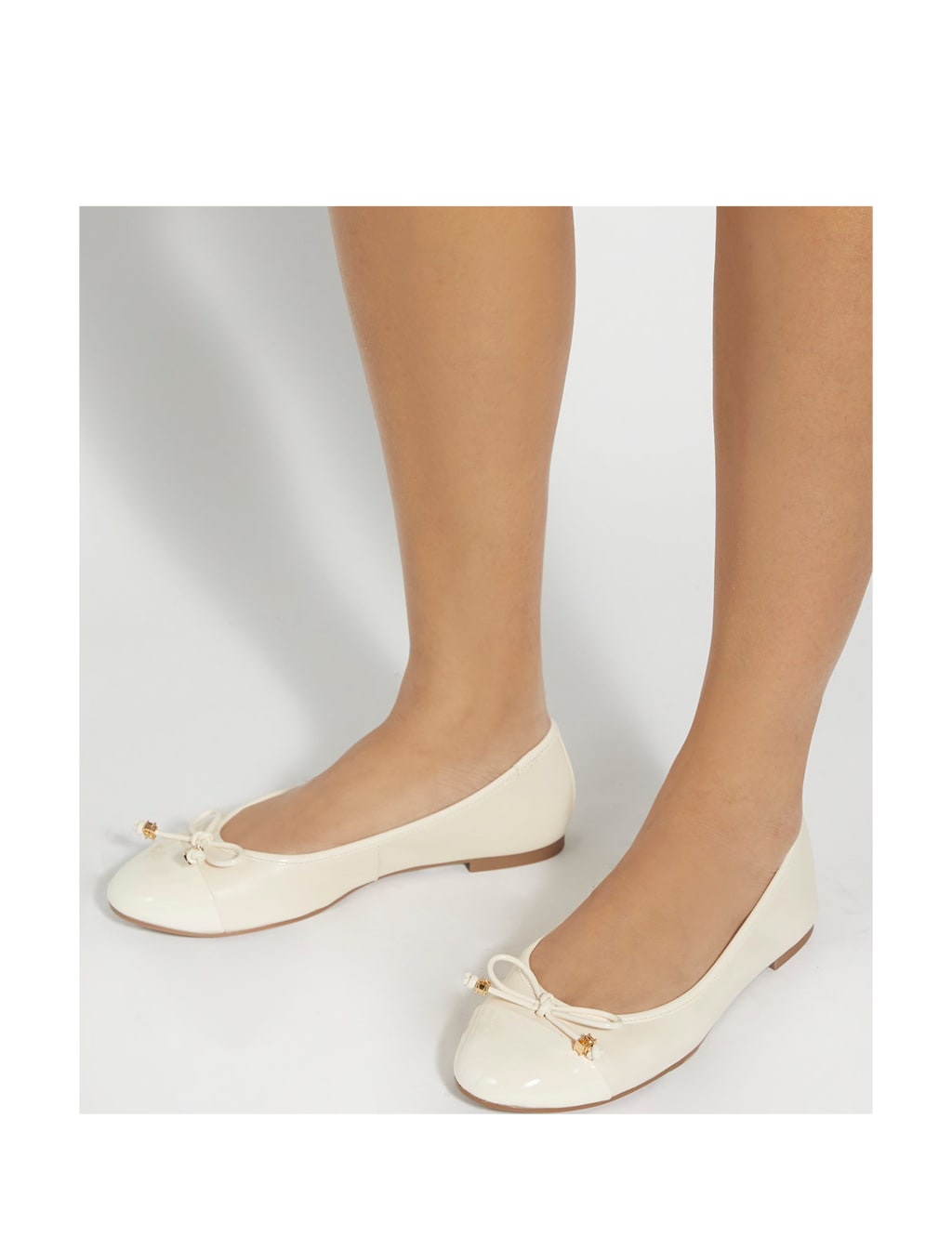 Leather Charm Trim Ballet Pumps