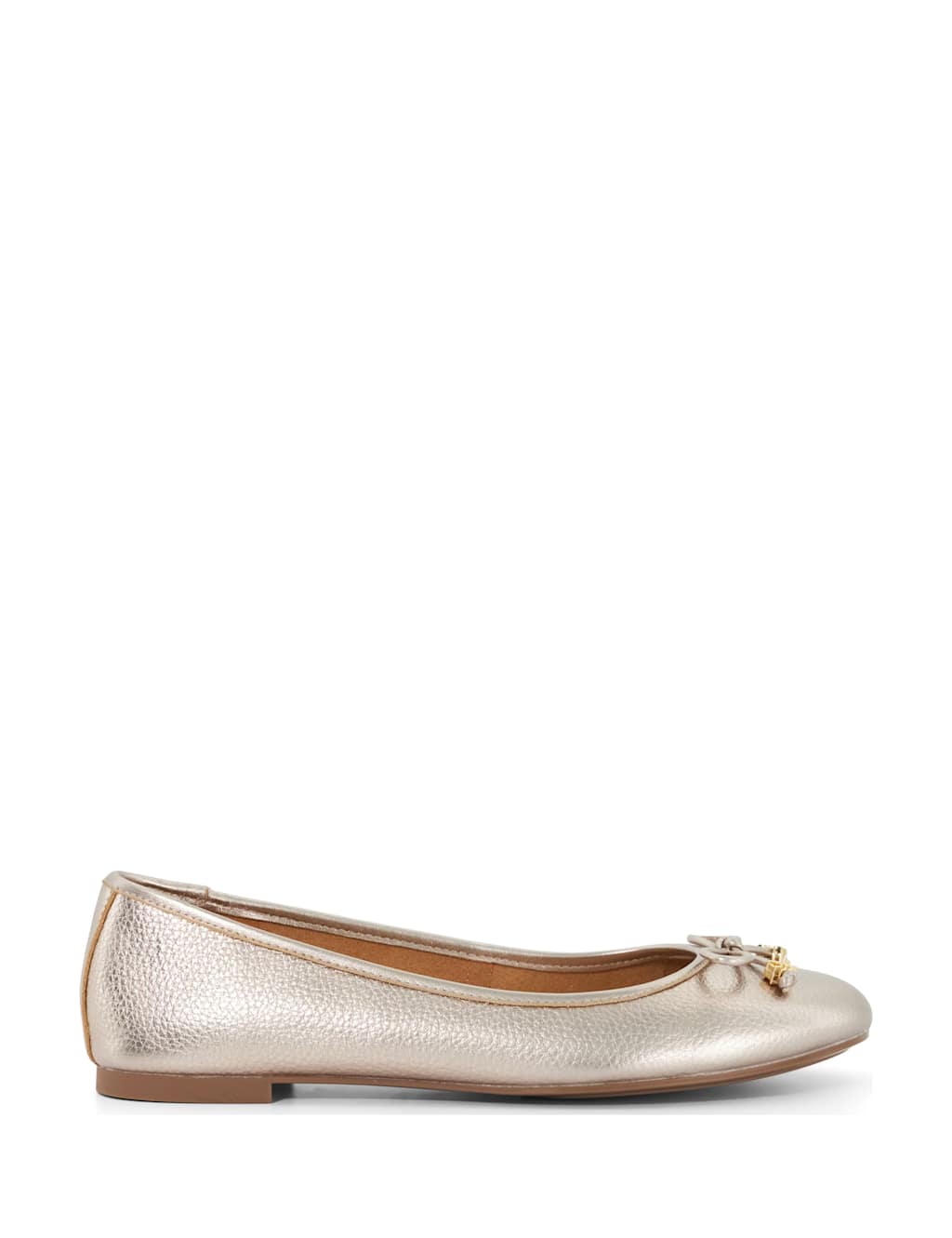 Leather Charm Trim Ballet Pumps