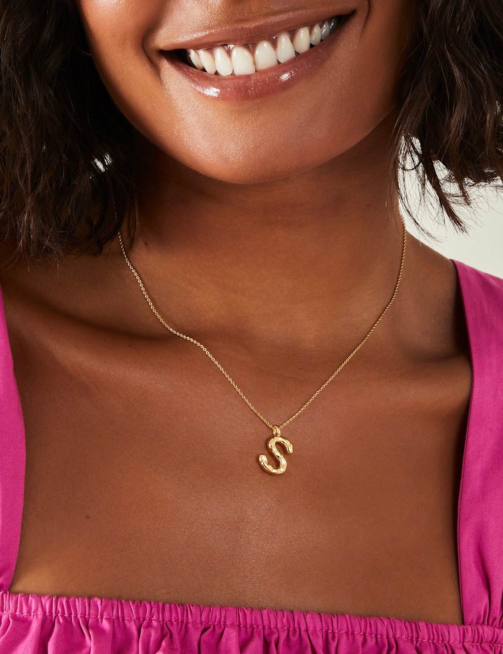 ACCESSORIZE 14ct Gold Plated Initial Pendant Necklace Gold