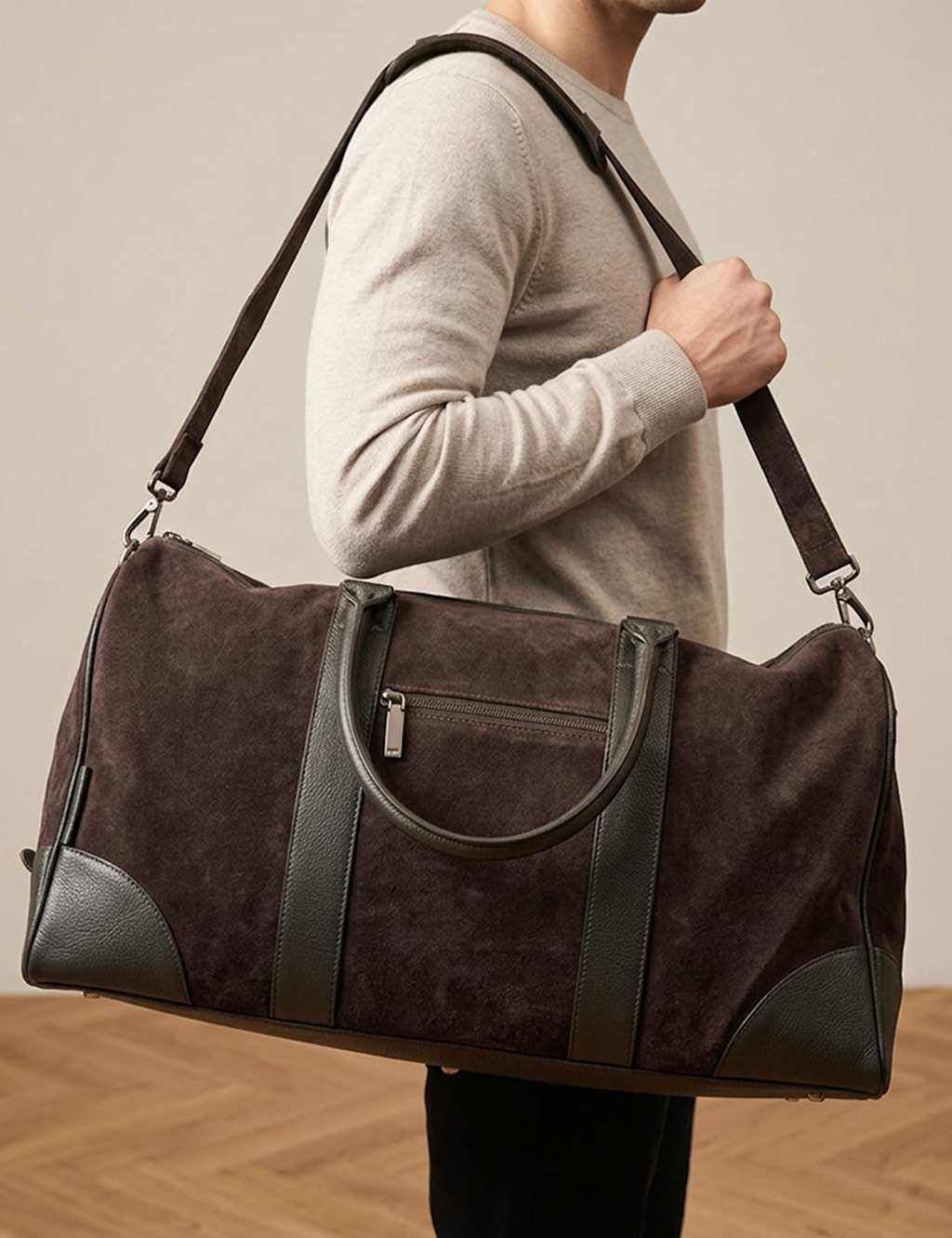 Jones Bootmaker Men's Leather Weekend Bag - Chocolate - Available at M&S