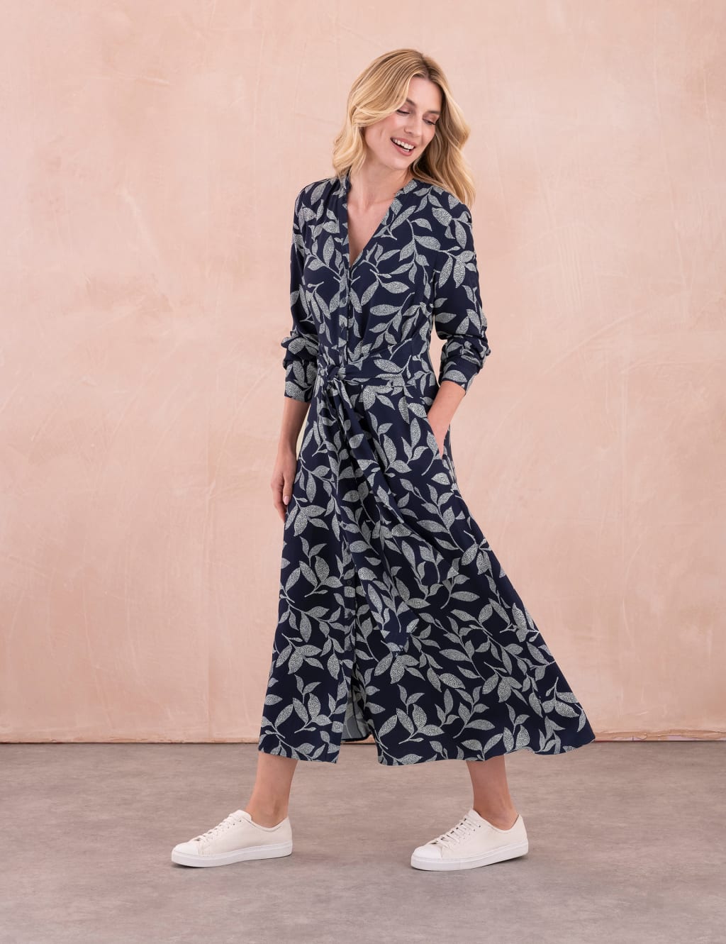 Floral V-Neck Midi Waisted Dress