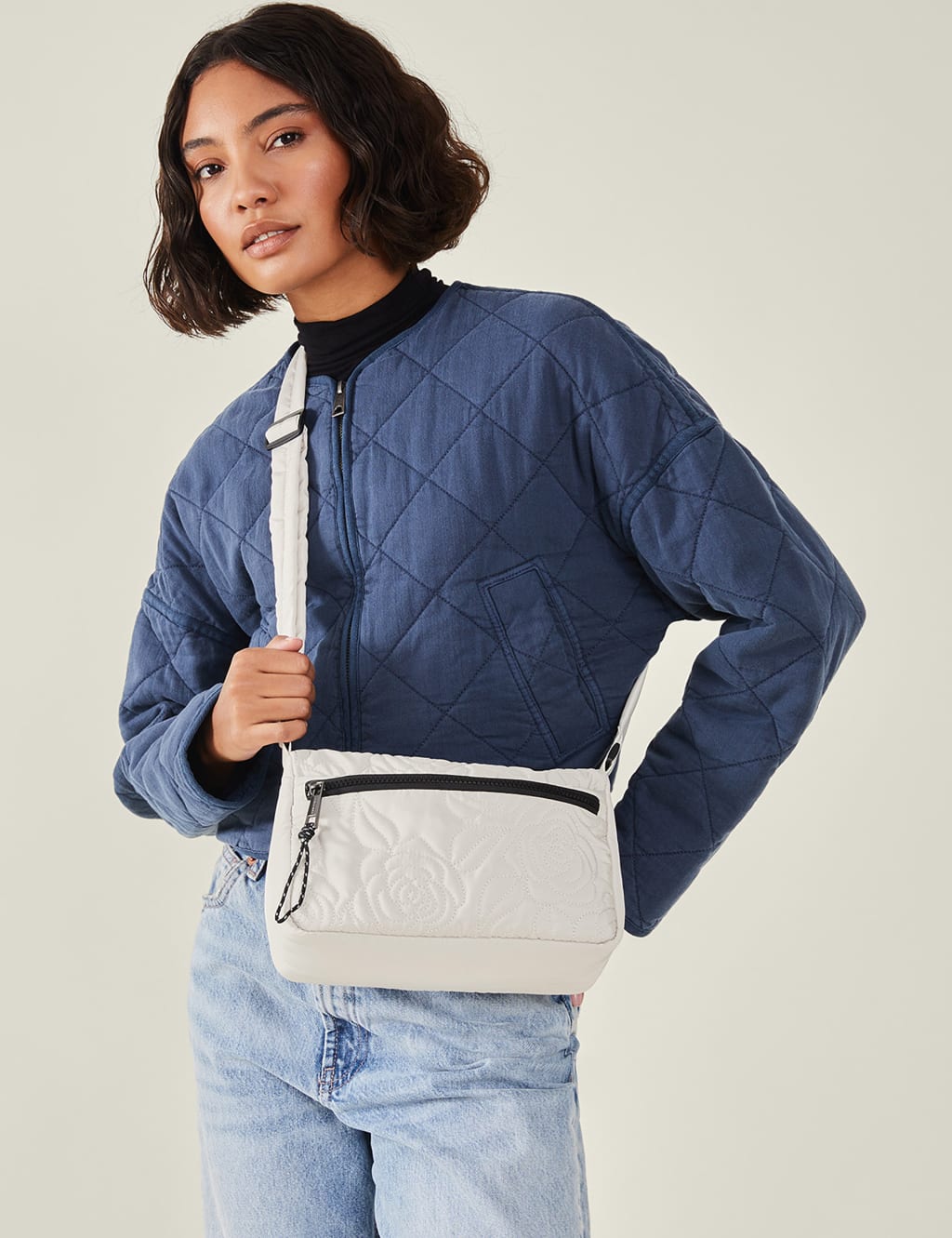Nylon Floral Quilted Camera Bag