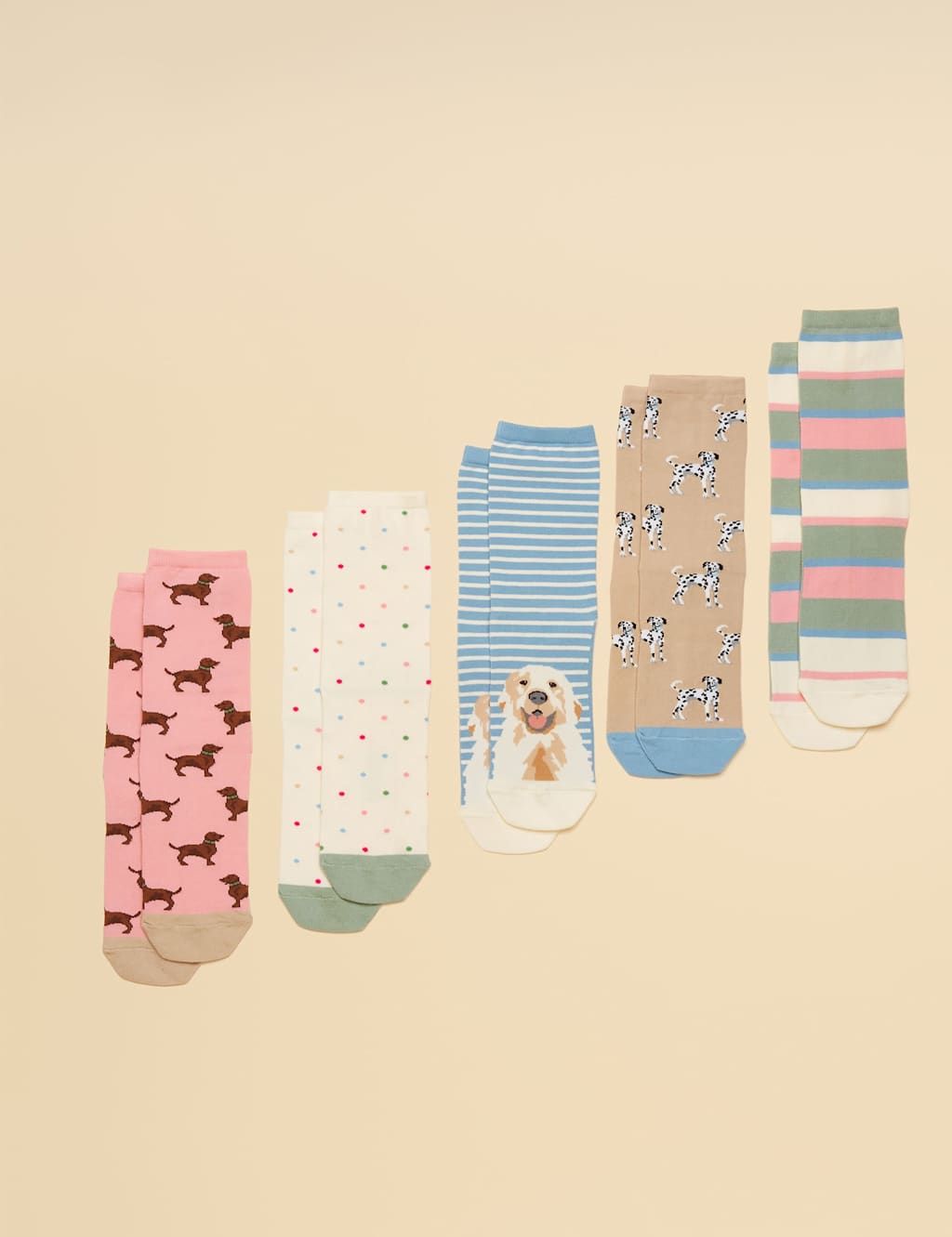 Joules Women's 5 Pack Cotton Rich Dog Ankle Socks - Multi - Available at M&S