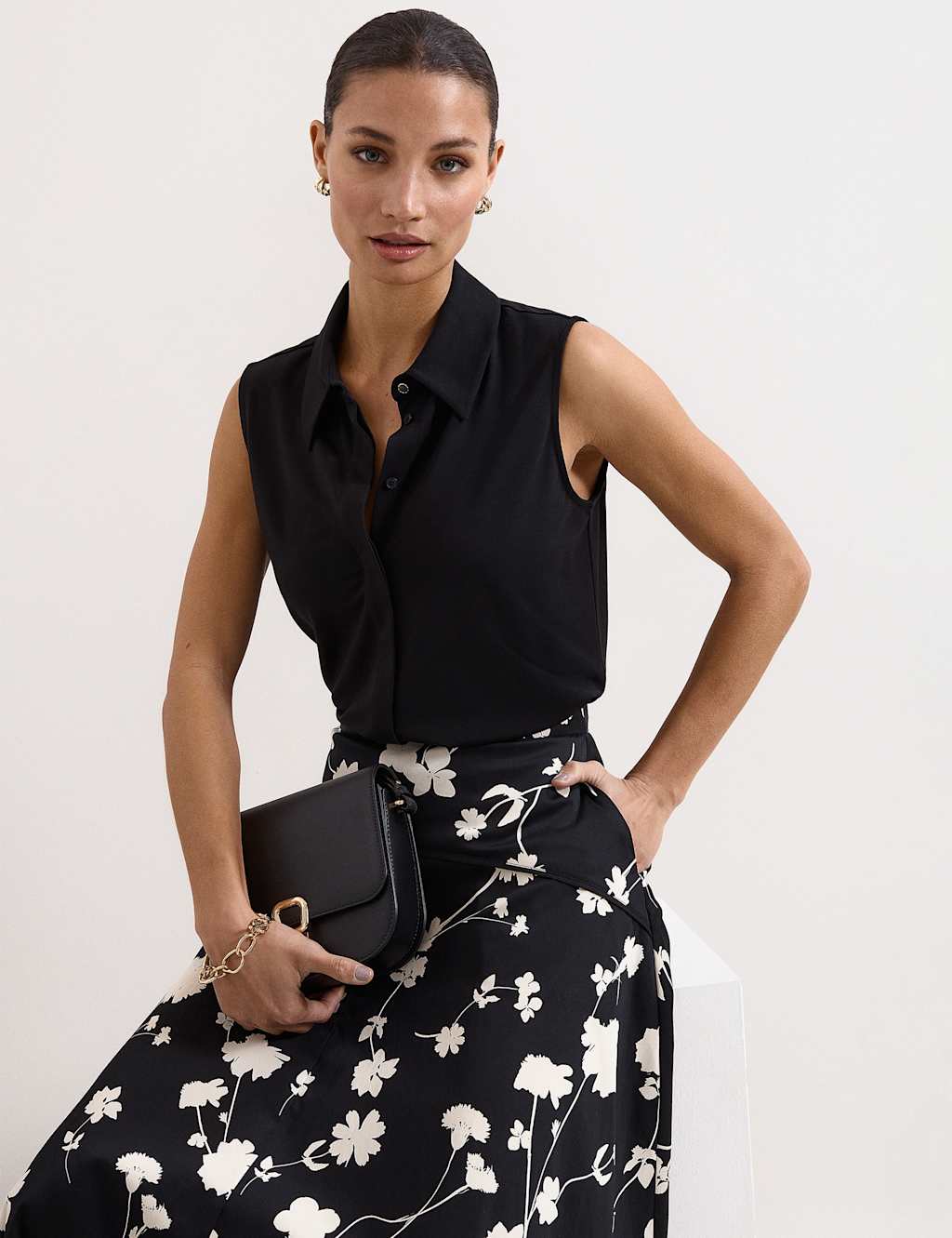 Phase Eight Women's Collared Button Through Shirt - 18 - Black - Available at M&S