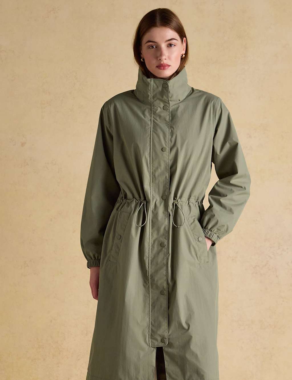 Joules Women's Waterproof Hooded Longline Coat - 14 - Khaki - Available at M&S