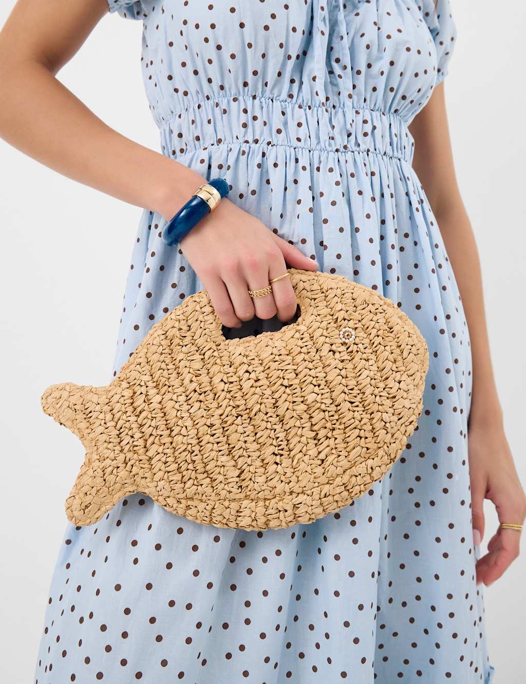 Accessorize Women's Raffia Fish Clutch Bag - Natural - Available at M&S