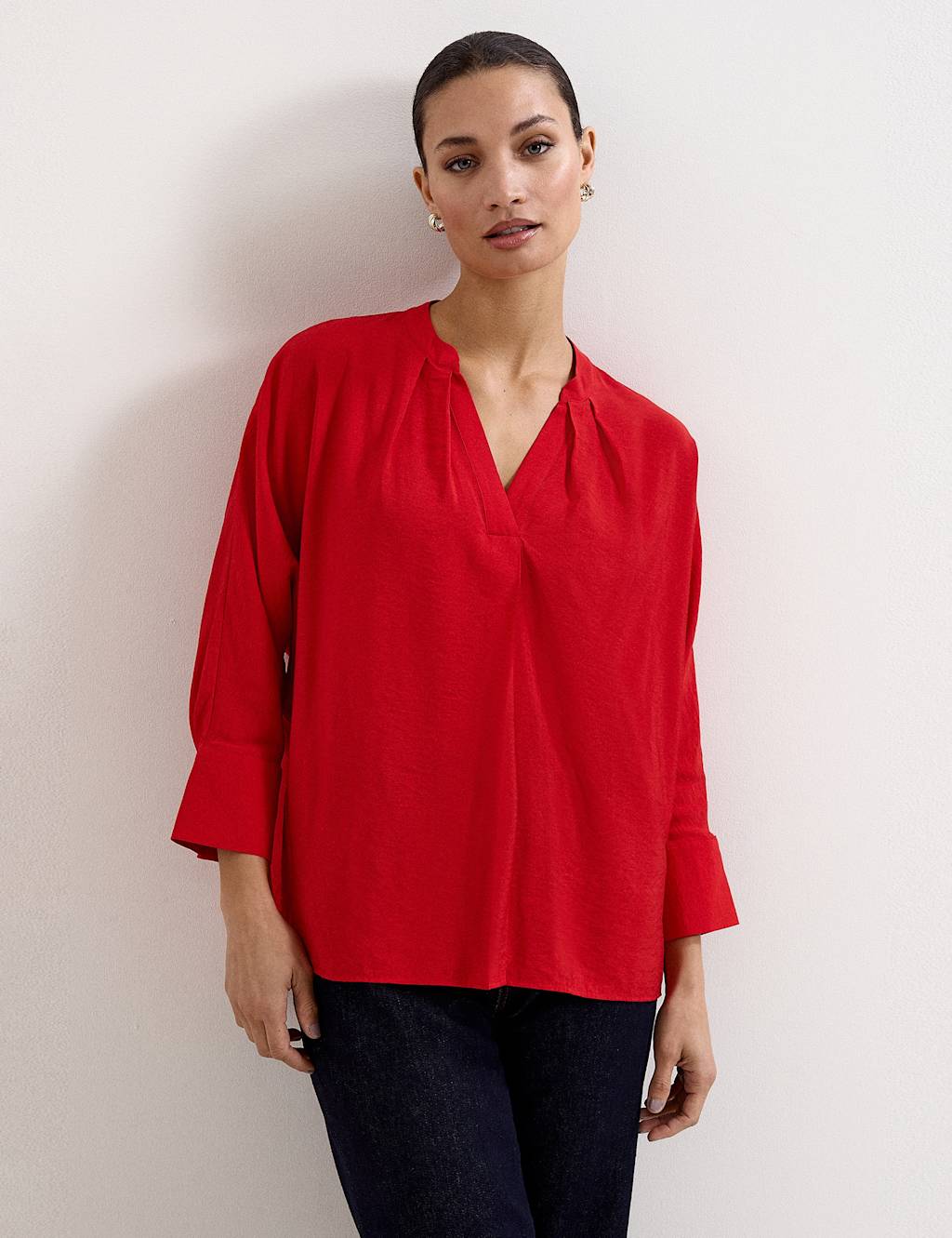 Phase Eight Women's Cynthia V-Neck Relaxed Blouse - 10 - Red - Available at M&S
