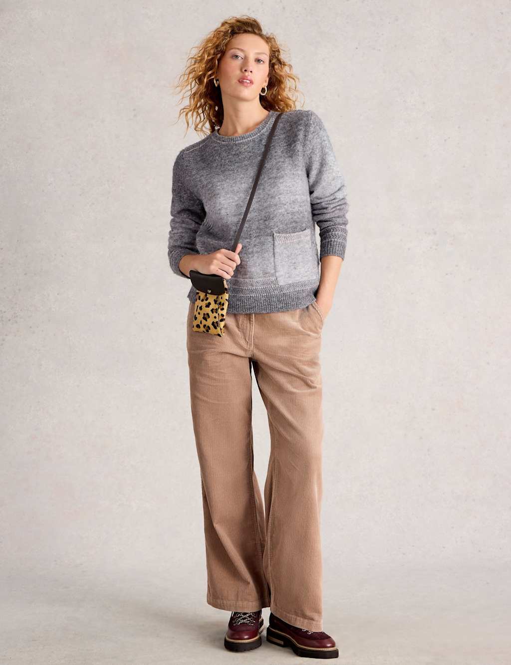 White Stuff Ombre Crew Neck Jumper Grey Mix