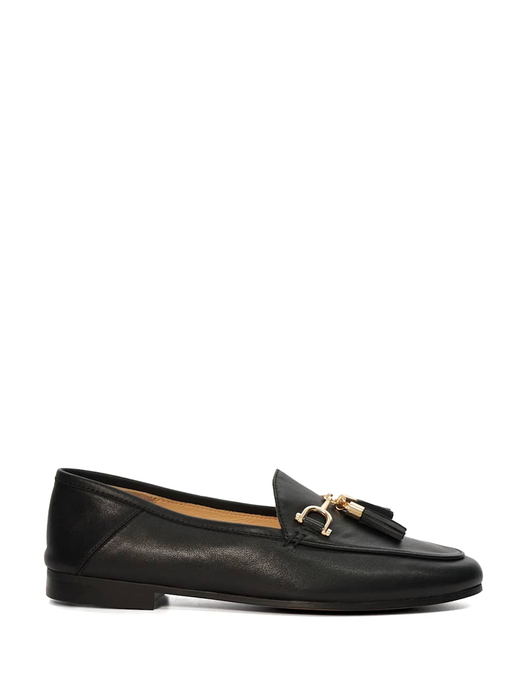 Dune London Leather Flat Loafers Black