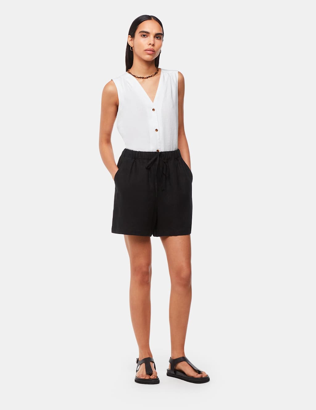 Pure Linen Button Through Tank Top