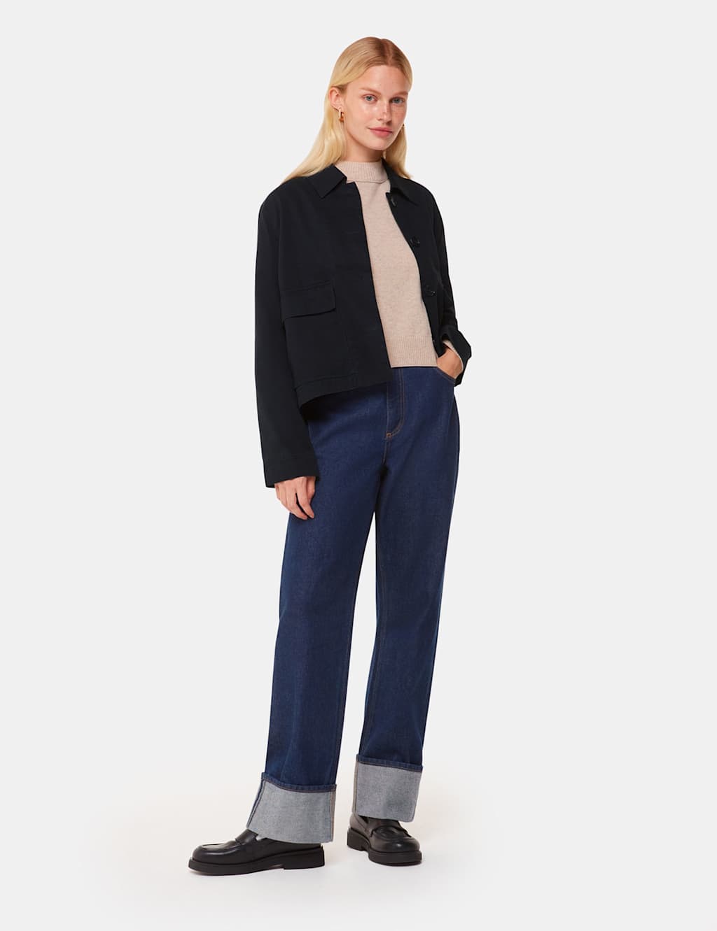 Pure Cotton Collared Short Jacket
