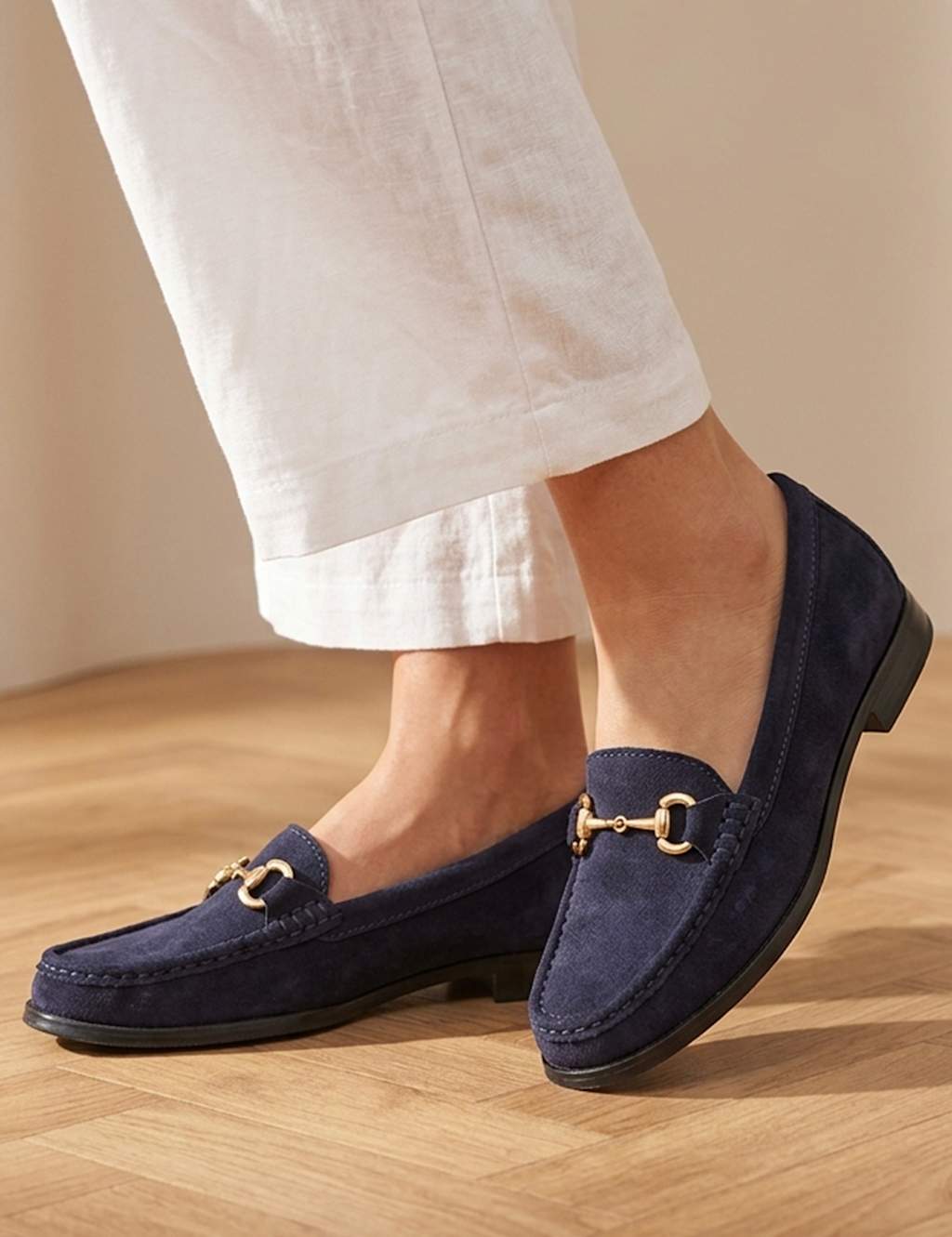 Jones Bootmaker Women's Wide Fit Suede Loafers - 5 - Navy - Available at M&S