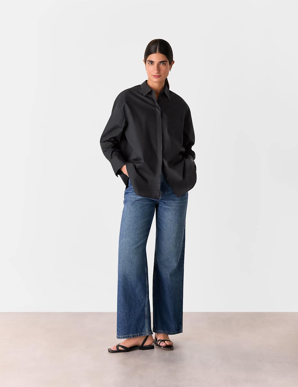 Pure Cotton Collared Oversized Shirt