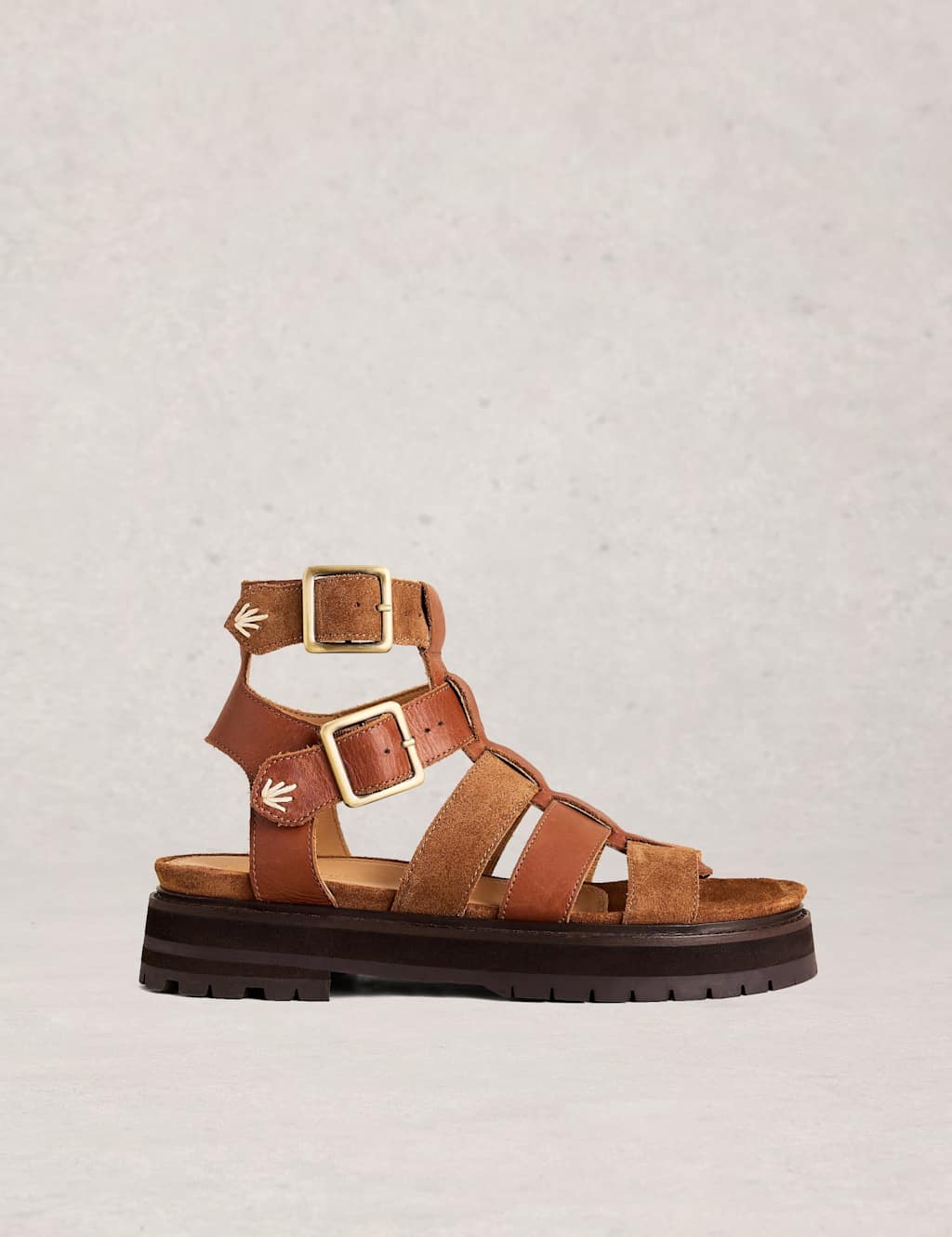 White Stuff Leather Footbed Gladiator Sandals Tan
