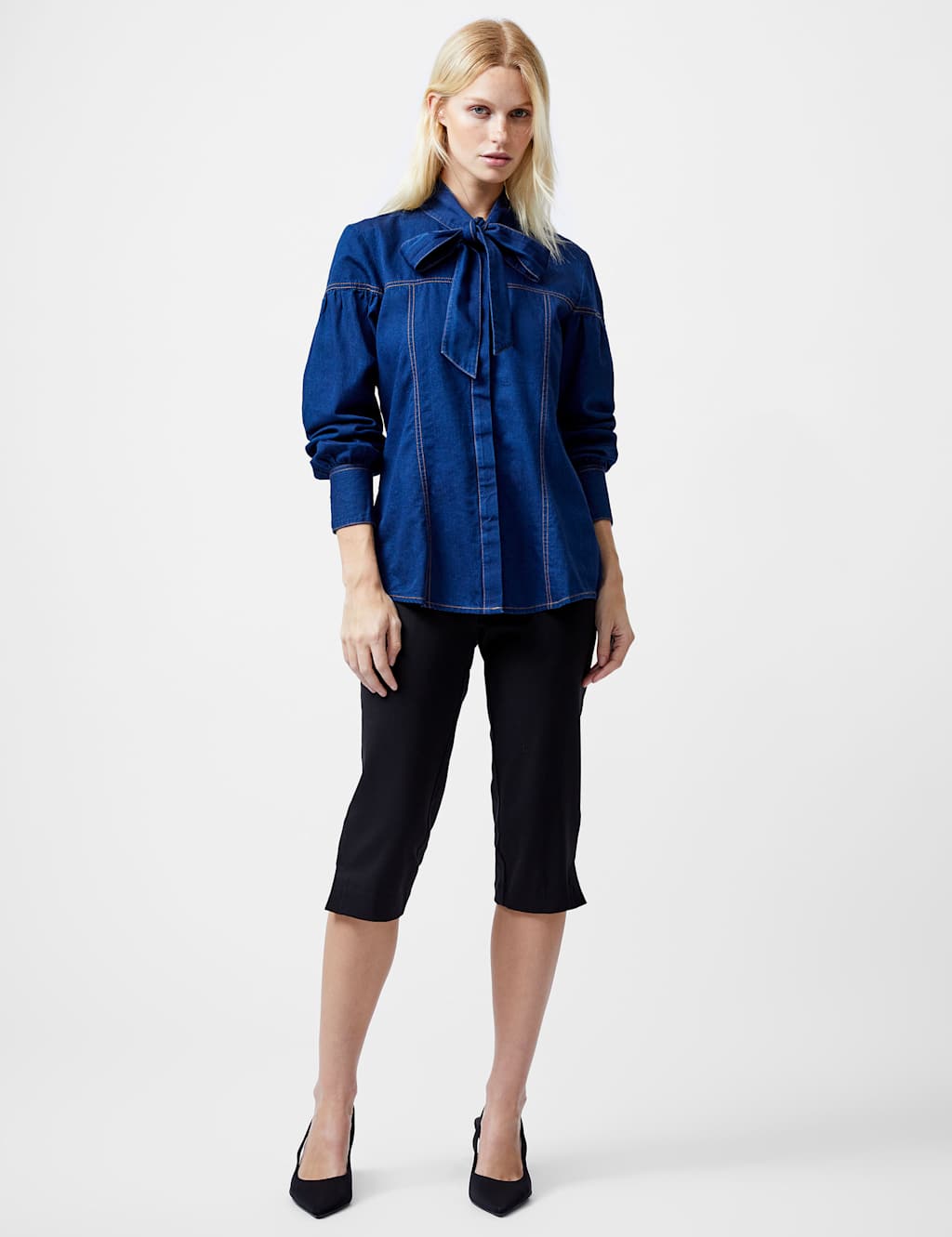 Pure Cotton Tie Neck Shirt