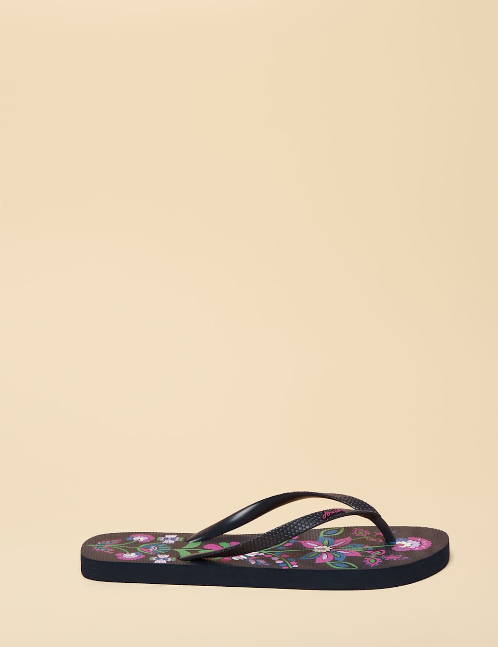 Joules Women's Floral Flat Flip Flops - 6 - Navy Mix - Available at M&S