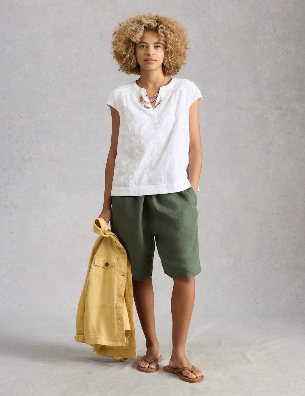 White Stuff Women's Pure Cotton Embroidered Notch Neck Blouse - 18 - Available at M&S