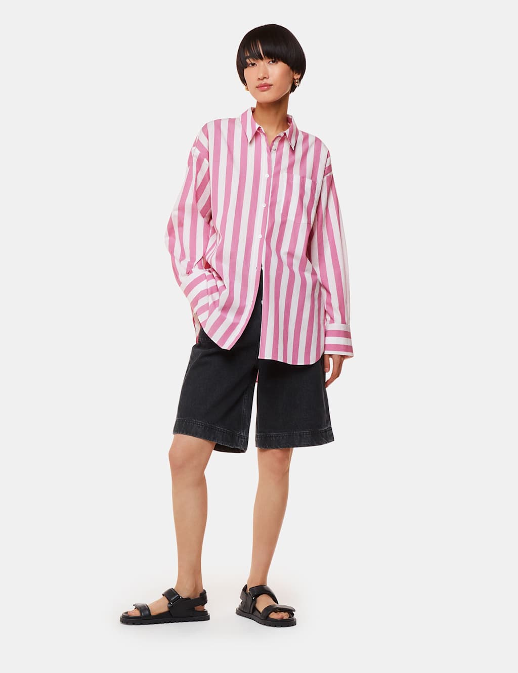 Pure Cotton Striped Collared Relaxed Shirt