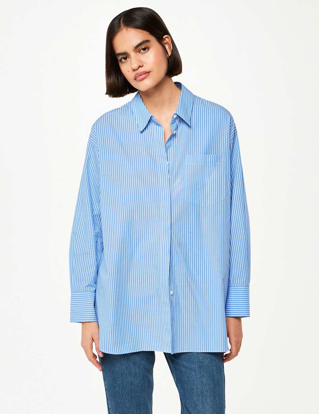 Pure Cotton Striped Collared Relaxed Shirt