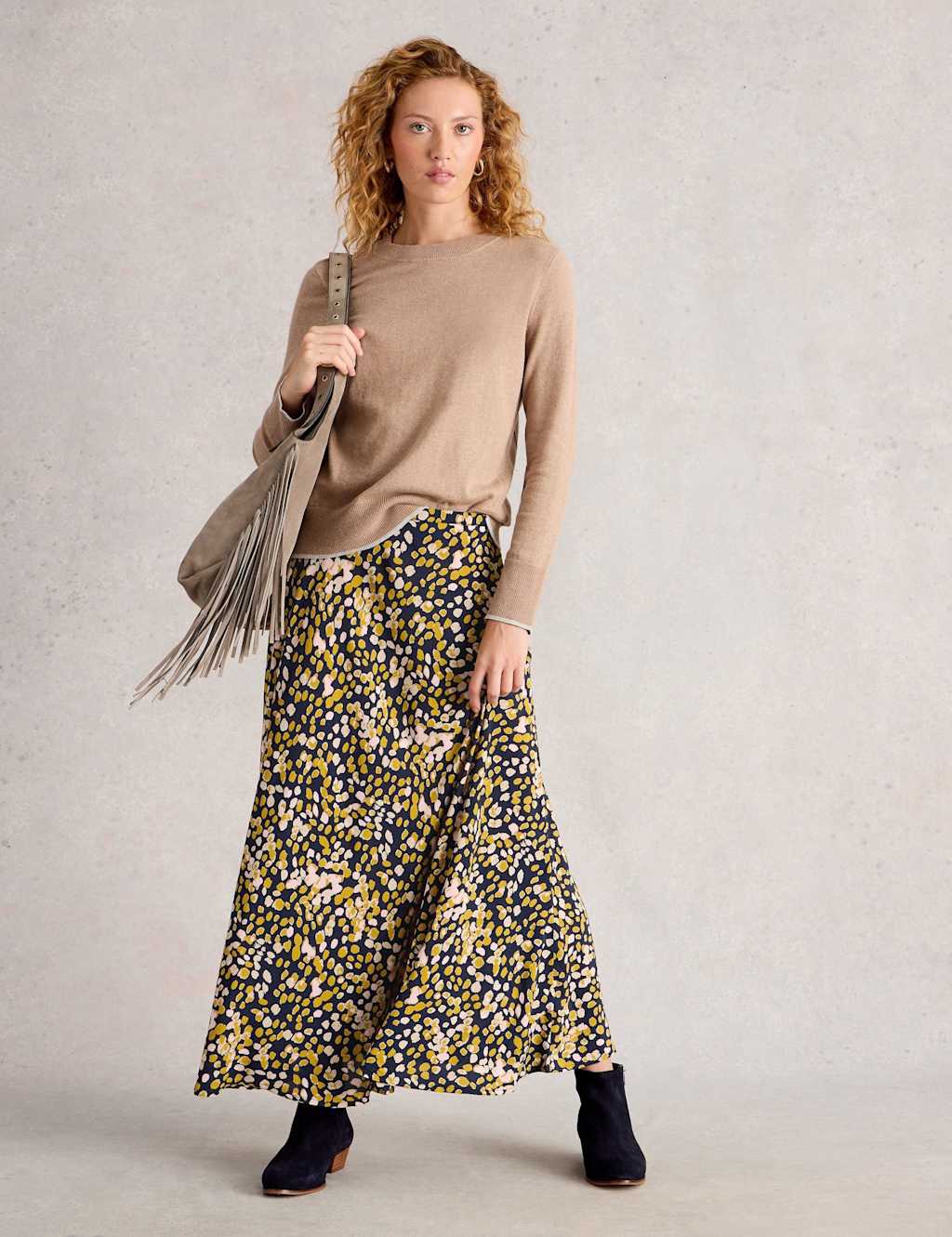 White Stuff Women's Printed A-Line Maxi Skirt - 12REG - Yellow Mix, Yellow Mix,Blue Mix