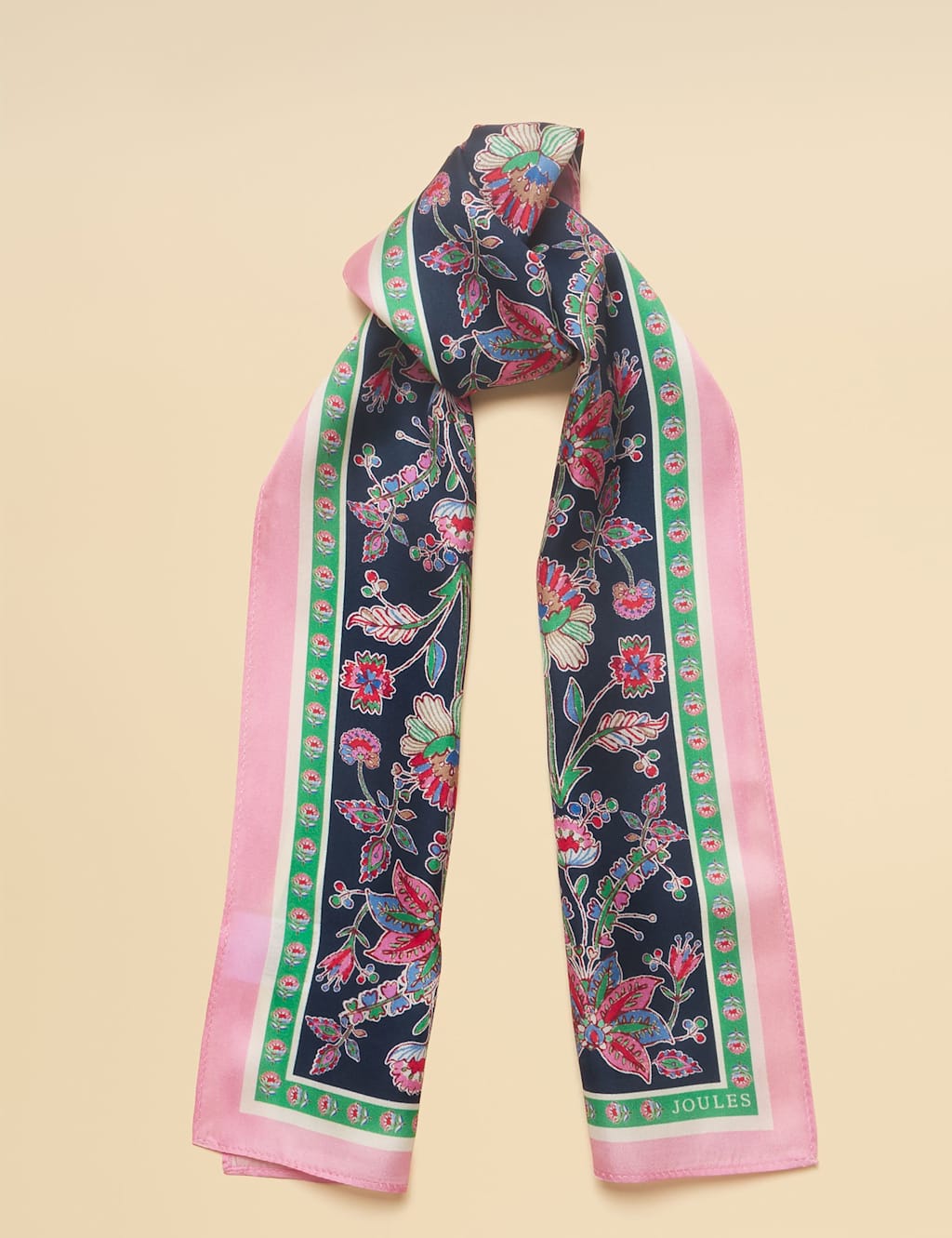 Joules Women's Pure Silk Floral Scarf - Navy Mix - Available at M&S