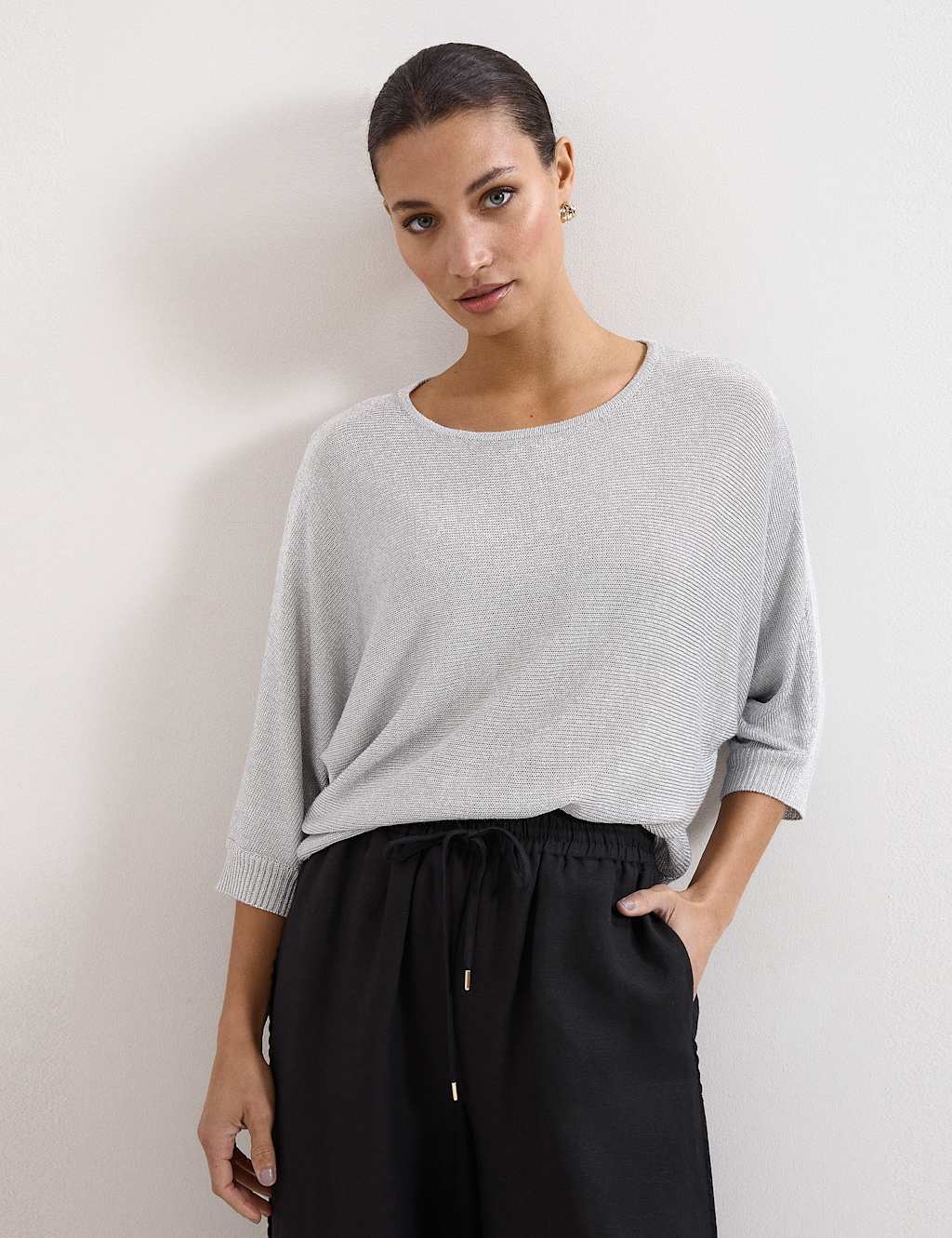 Phase Eight Women's Metallic Cristine Knit Jumper - Medium - Silver - Available at M&S